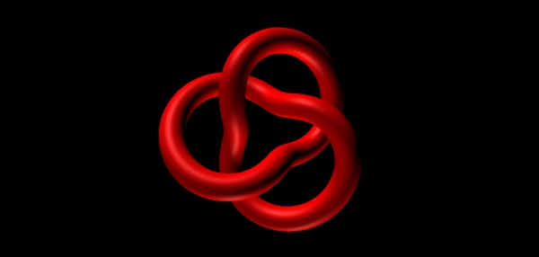 An image of a three.js Torus Knot